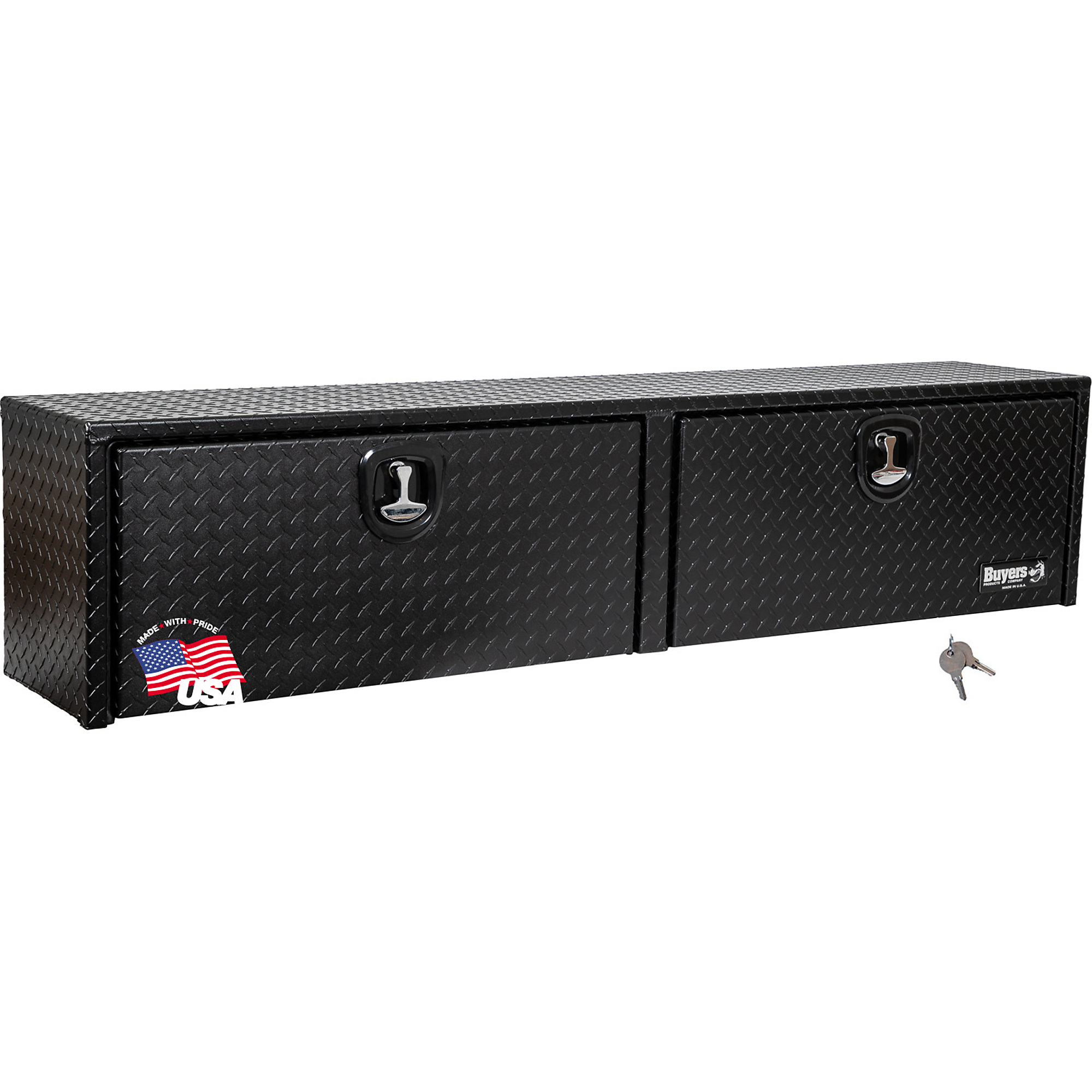 Buyers Products, 72x13x16 Contractor Topsider Truck Bed Tool Job Storage, Width 72 in, Material Aluminum, Color Finish Diamond Plate Matte Black, Model# 1722551